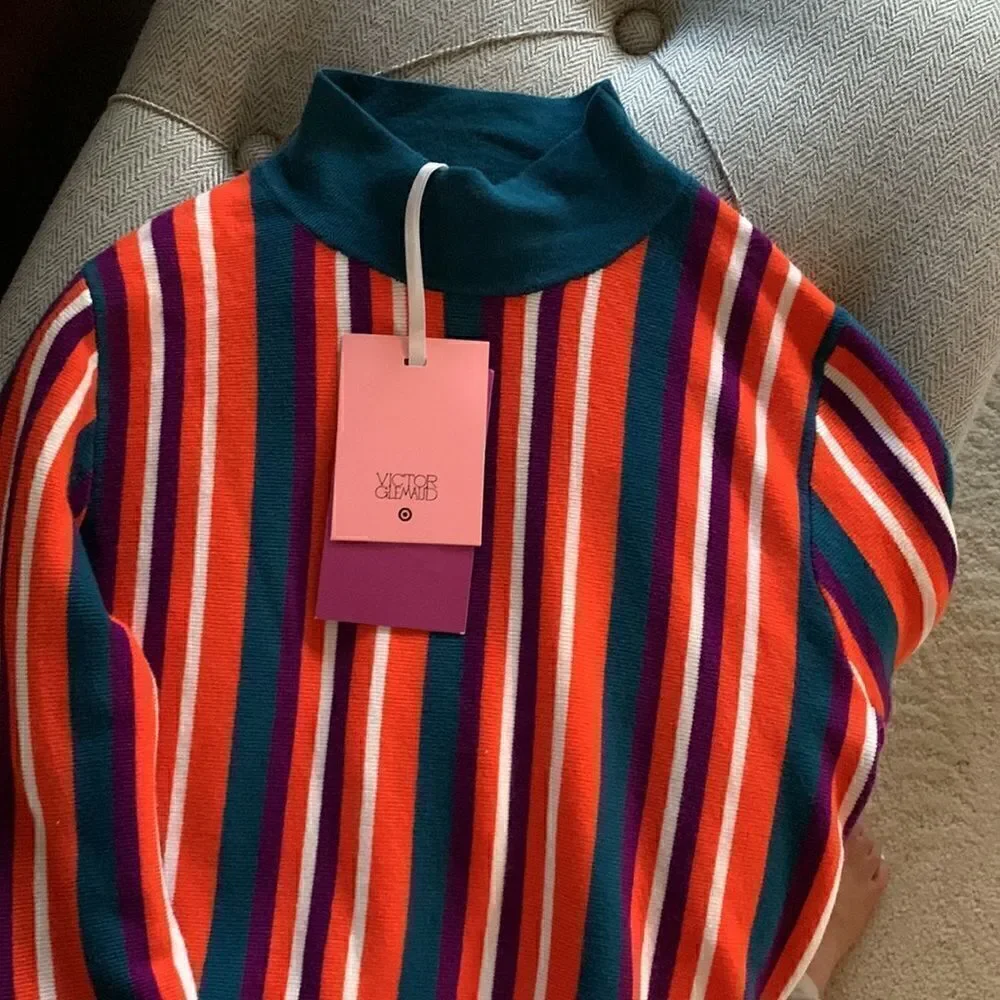Victor Glemaud x Target Striped Mock Turtleneck Pullover Sweater